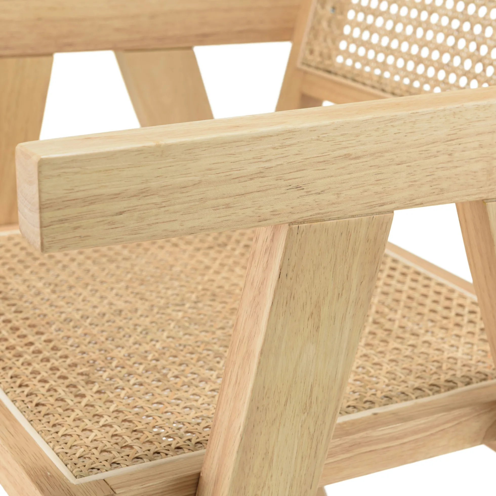 Fauteuil contemporain bois clair assise et dossier cannage TIM