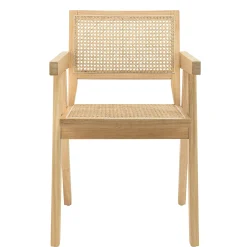 Fauteuil contemporain bois clair assise et dossier cannage TIM