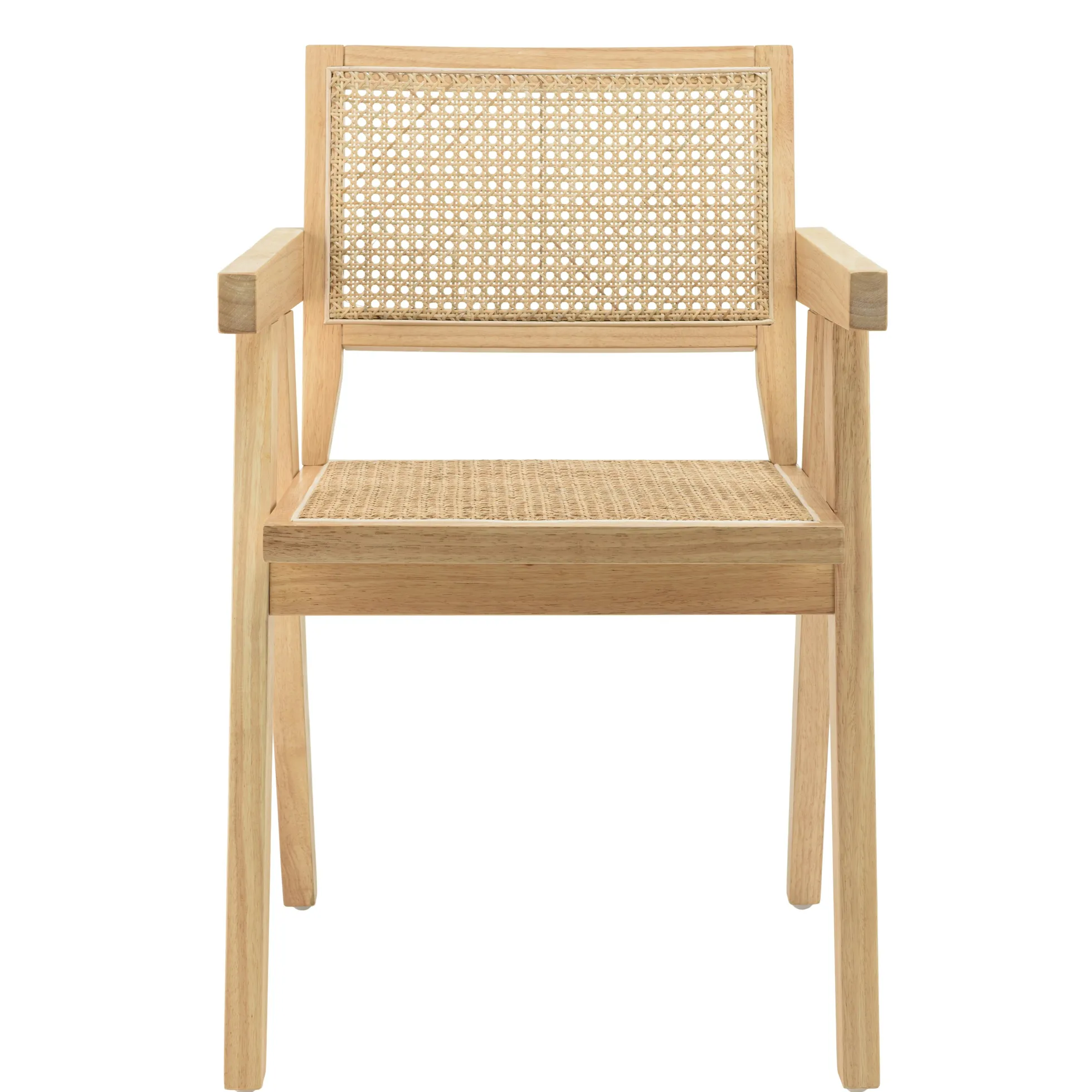 Fauteuil contemporain bois clair assise et dossier cannage TIM
