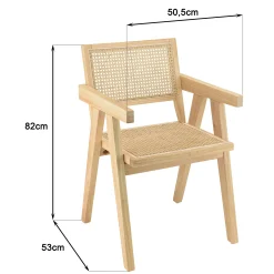 Fauteuil contemporain bois clair assise et dossier cannage TIM
