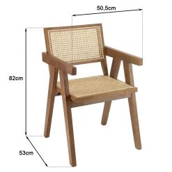 Fauteuil contemporain bois foncé assise et dossier cannage TIM