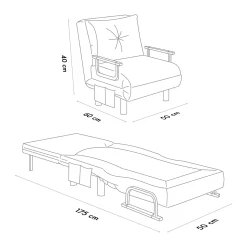 Fauteuil convertible anthracite couchage 175 cm IBARRA