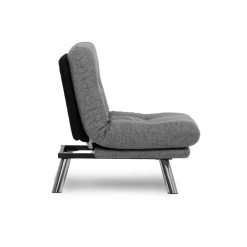Fauteuil convertible banquette gris chiné pieds chromés CUSCO
