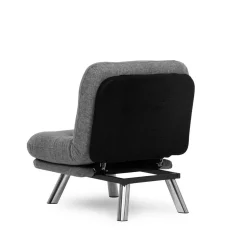Fauteuil convertible banquette gris chiné pieds chromés CUSCO