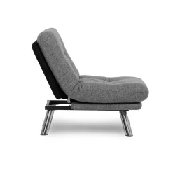 Fauteuil convertible banquette gris chiné pieds chromés CUSCO