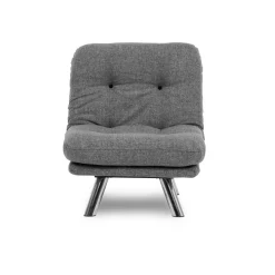 Fauteuil convertible banquette gris chiné pieds chromés CUSCO