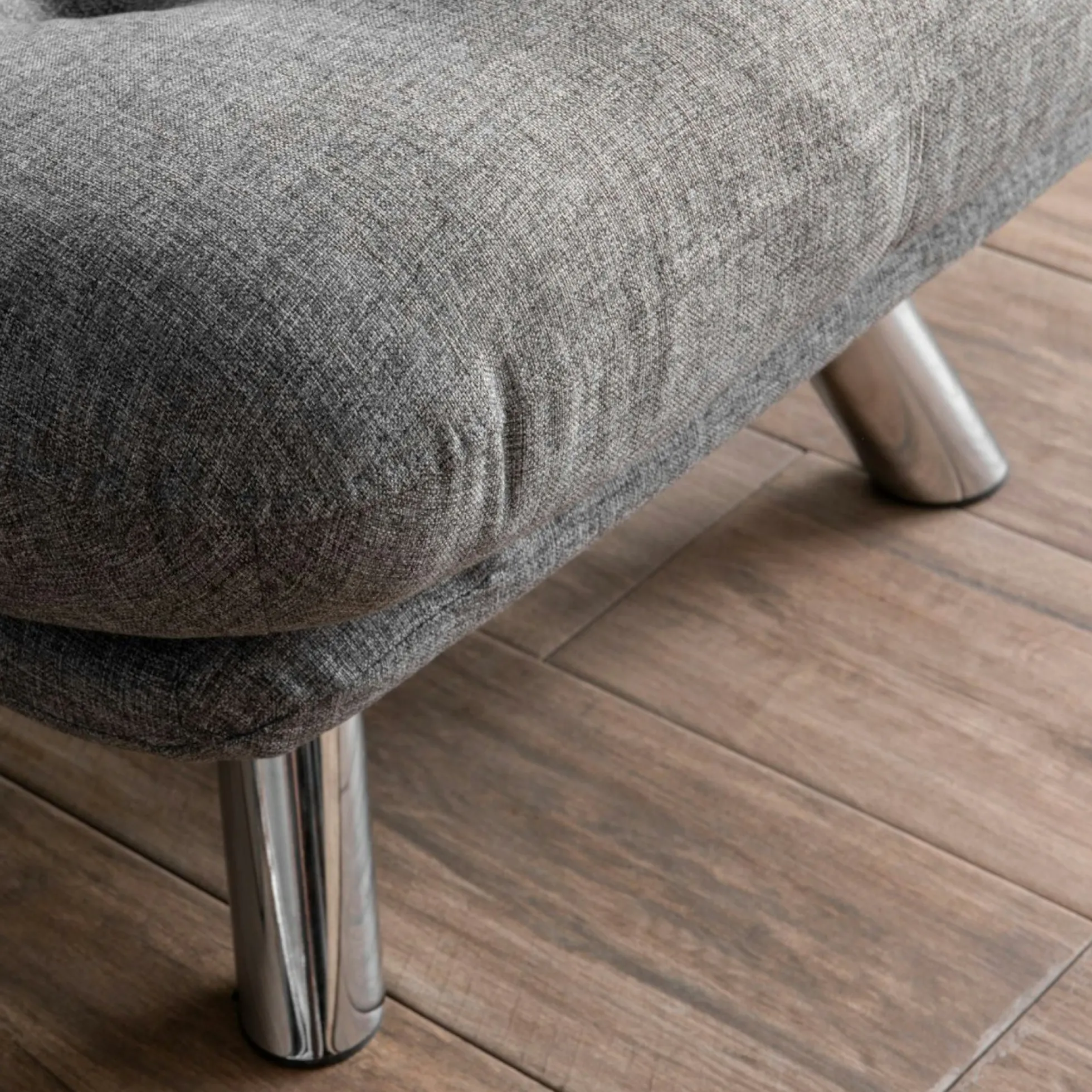 Fauteuil convertible banquette gris chiné pieds chromés CUSCO