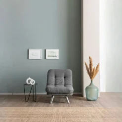 Fauteuil convertible banquette gris chiné pieds chromés CUSCO