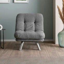 Fauteuil convertible banquette gris chiné pieds chromés CUSCO