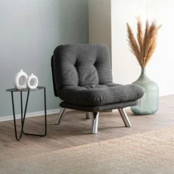 Fauteuil convertible banquette gris foncé pieds chromés CUSCO