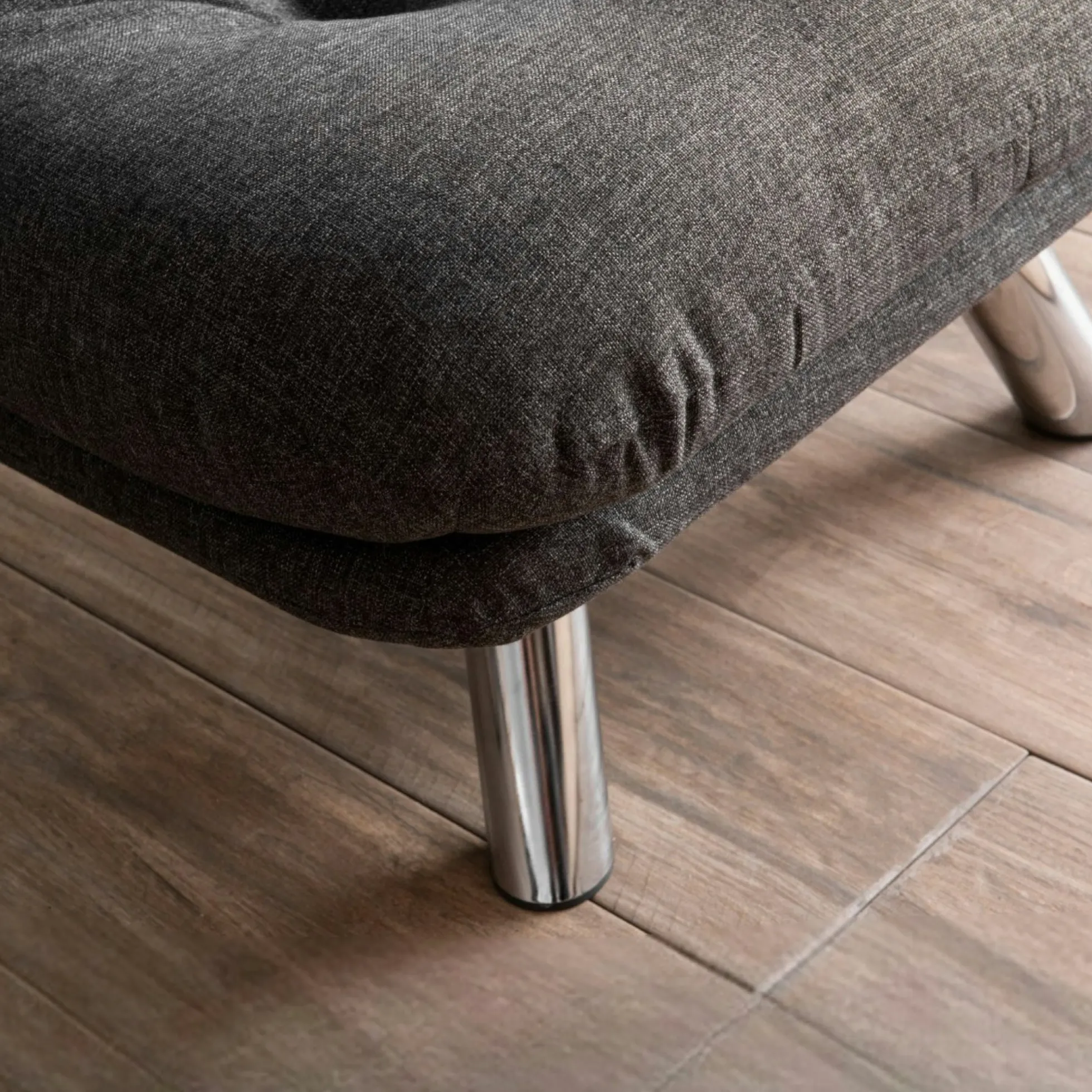 Fauteuil convertible banquette gris foncé pieds chromés CUSCO