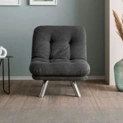 Fauteuil convertible banquette gris foncé pieds chromés CUSCO