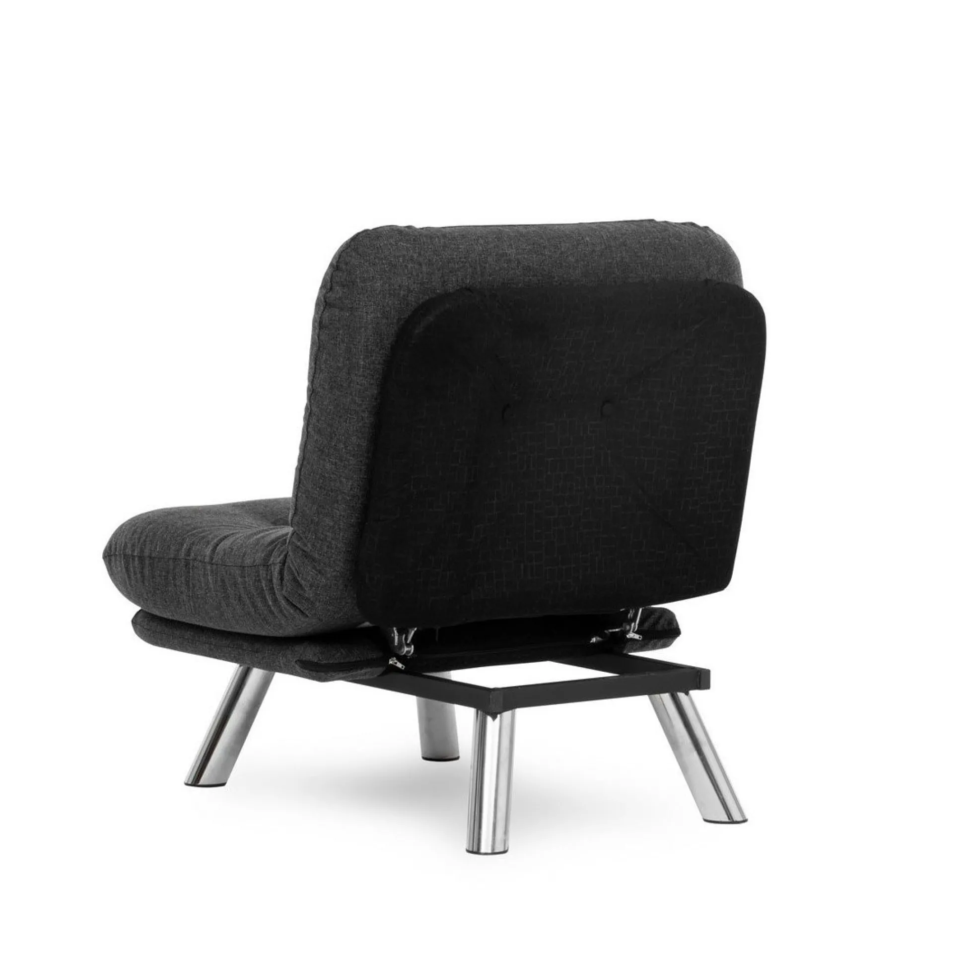 Fauteuil convertible banquette gris foncé pieds chromés CUSCO