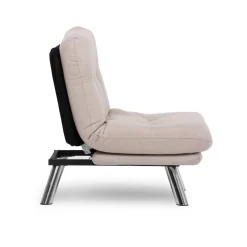 Fauteuil convertible banquette écru pieds chromés CUSCO