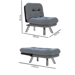 Fauteuil convertible banquette écru pieds chromés CUSCO