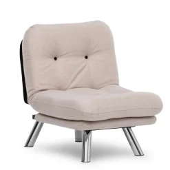 Fauteuil convertible banquette écru pieds chromés CUSCO