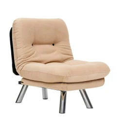 Fauteuil convertible banquette beige pieds chromés CUSCO