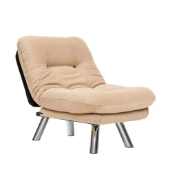 Fauteuil convertible banquette beige pieds chromés CUSCO