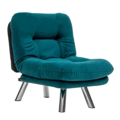 Fauteuil convertible banquette bleu lagon pieds chromés CUSCO