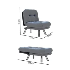 Fauteuil convertible banquette bleu lagon pieds chromés CUSCO