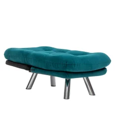 Fauteuil convertible banquette bleu lagon pieds chromés CUSCO