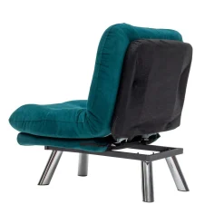 Fauteuil convertible banquette bleu lagon pieds chromés CUSCO