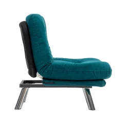 Fauteuil convertible banquette bleu lagon pieds chromés CUSCO