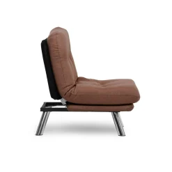 Fauteuil convertible banquette marron pieds chromés CUSCO