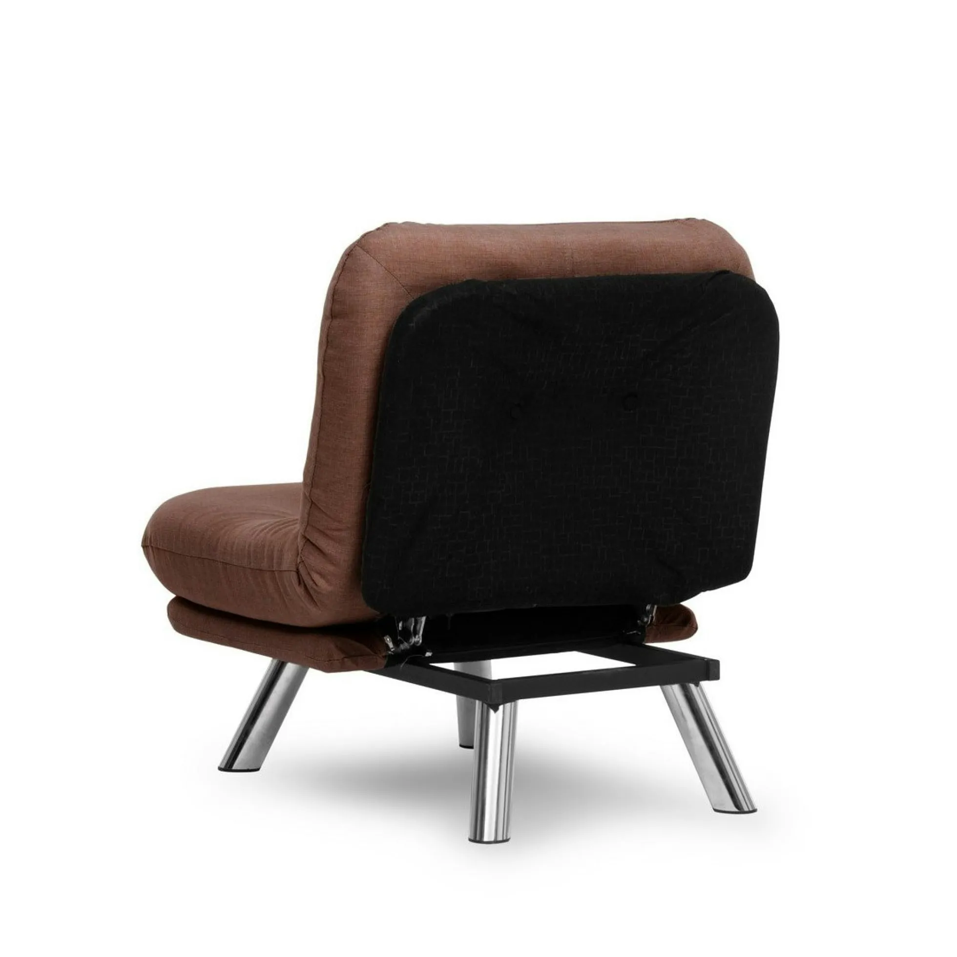 Fauteuil convertible banquette marron pieds chromés CUSCO