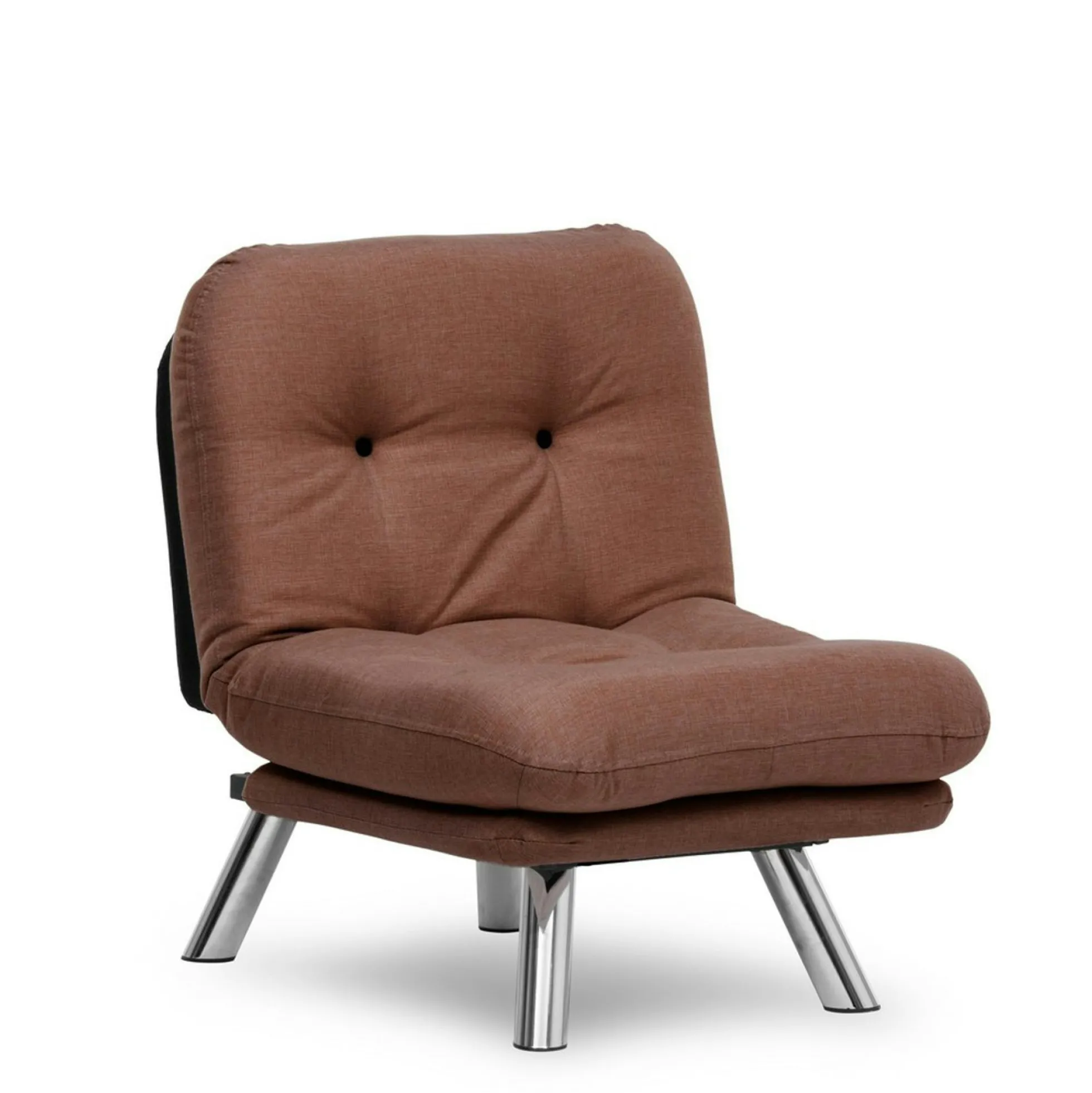 Fauteuil convertible banquette marron pieds chromés CUSCO