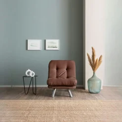 Fauteuil convertible banquette marron pieds chromés CUSCO