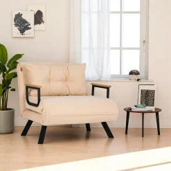 Fauteuil convertible beige - coussin assorti MODI