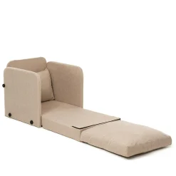 Fauteuil convertible beige lin 1 place couchage 200 cm ORURO