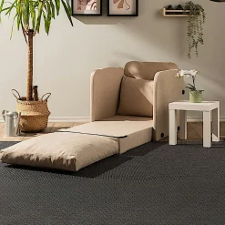 Fauteuil convertible beige lin 1 place couchage 200 cm ORURO