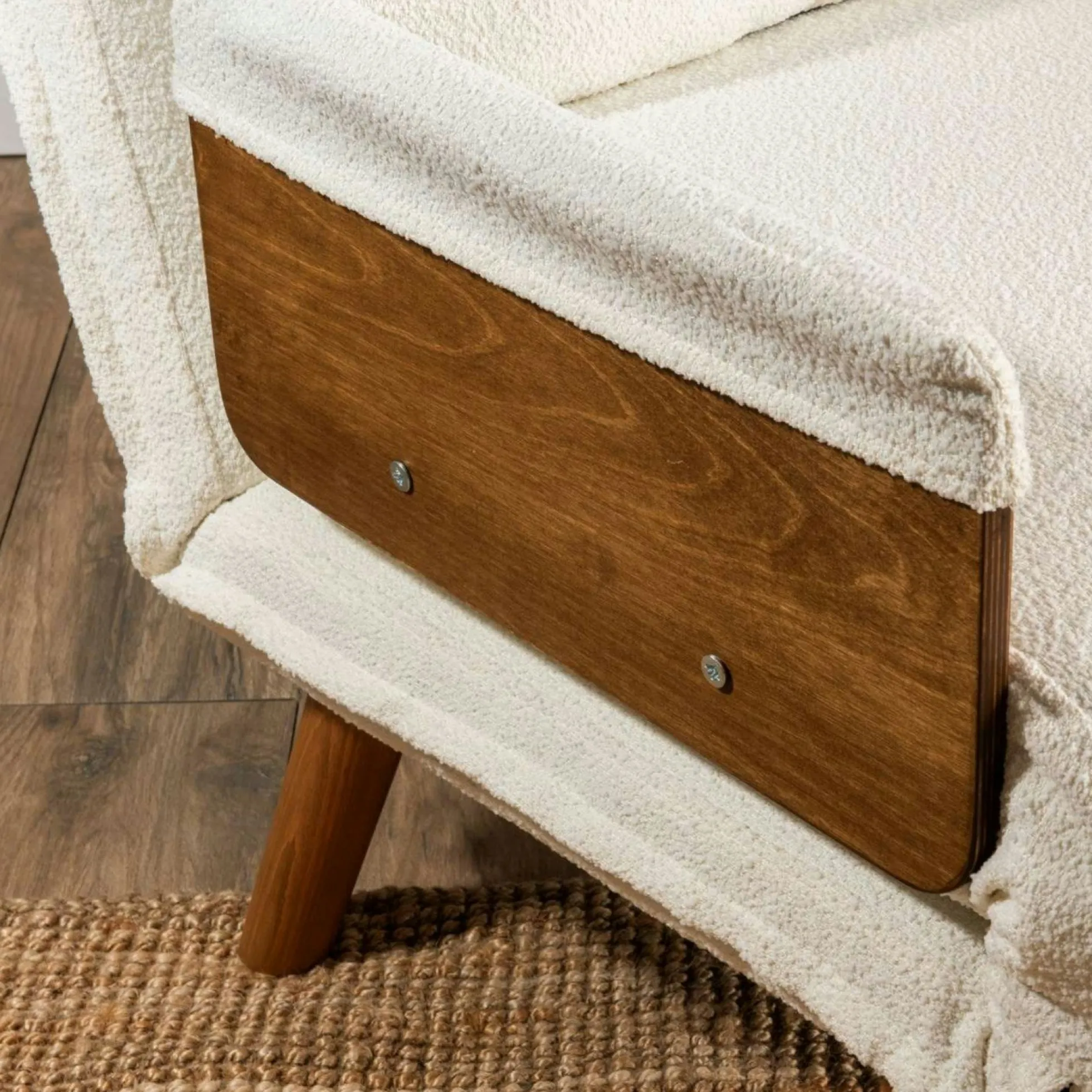 Fauteuil convertible blanc bouclette 1 place couchage 190 cm LOJA