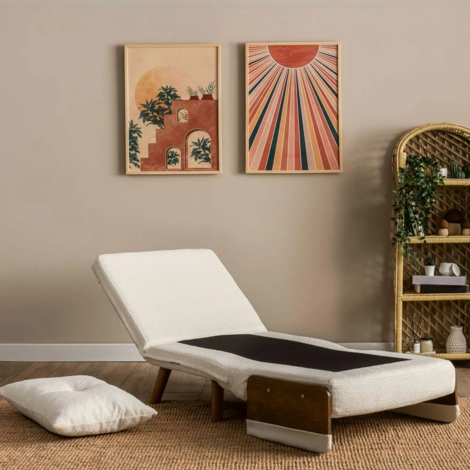 Fauteuil convertible blanc bouclette 1 place couchage 190 cm LOJA