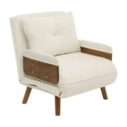 Fauteuil convertible blanc bouclette 1 place couchage 190 cm LOJA