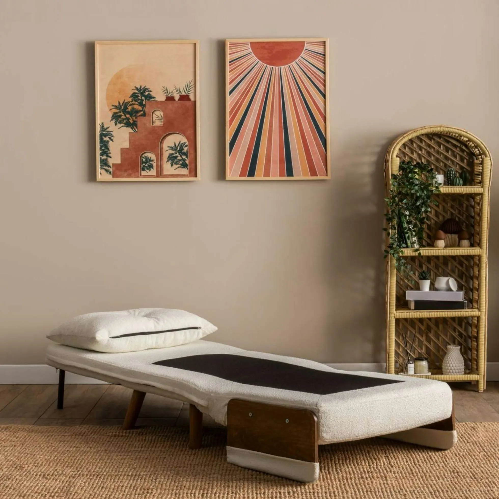 Fauteuil convertible blanc bouclette 1 place couchage 190 cm LOJA