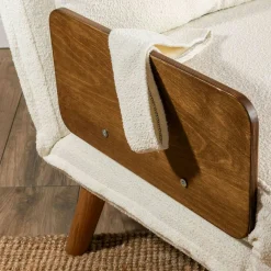 Fauteuil convertible blanc bouclette 1 place couchage 190 cm LOJA