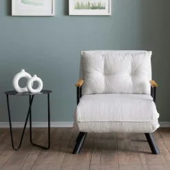 Fauteuil convertible blanc bouclette 1 place 175 cm MODI