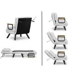 Fauteuil convertible blanc bouclette 1 place 175 cm MODI