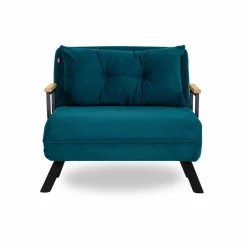 Fauteuil convertible bleu canard - coussin assorti MODI