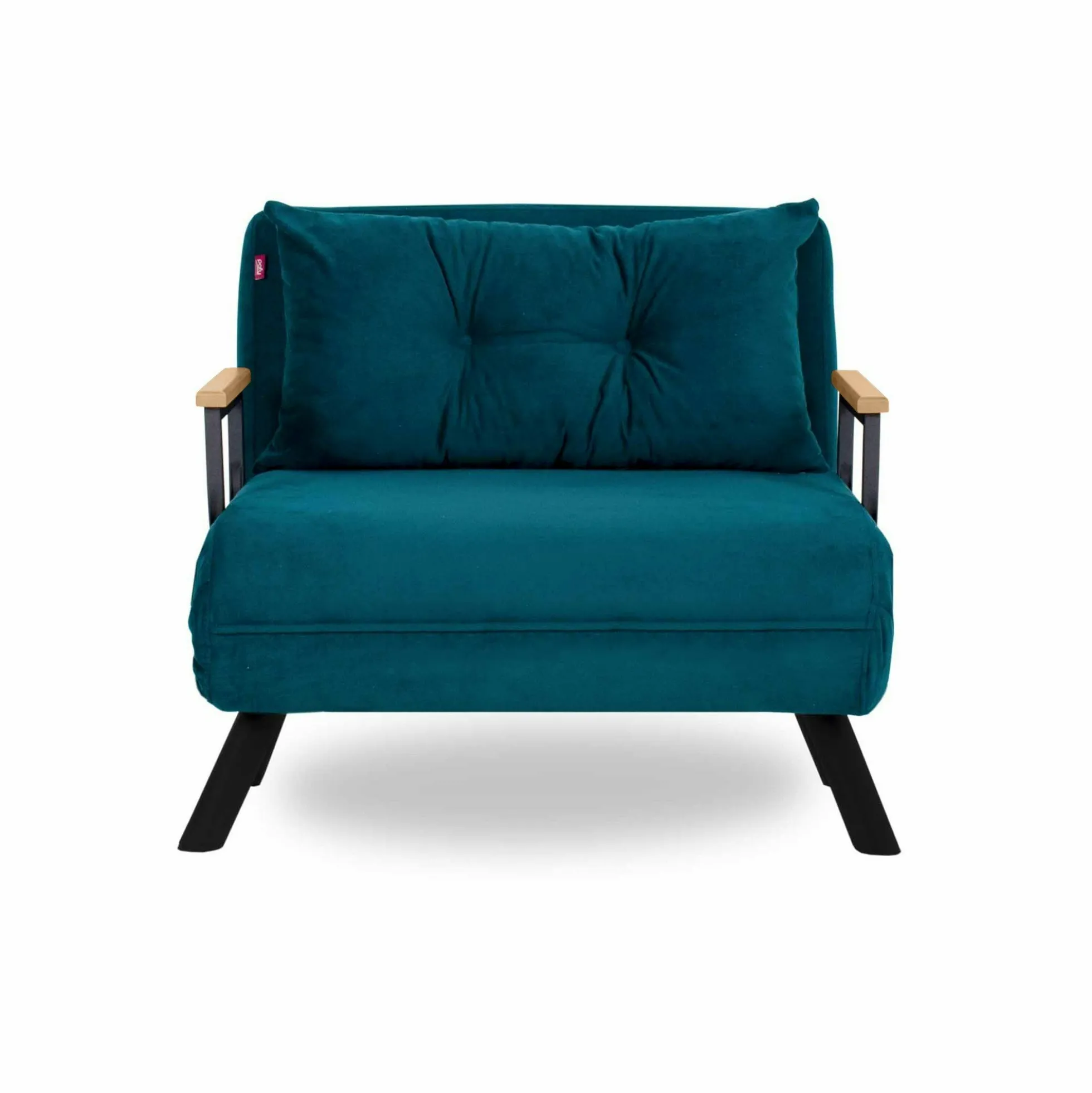 Fauteuil convertible bleu canard - coussin assorti MODI