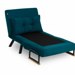 Fauteuil convertible bleu canard - coussin assorti MODI