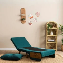 Fauteuil convertible bleu lagon 1 place couchage 190 cm LOJA