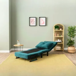 Fauteuil convertible bleu lagon couchage 175 cm IBARRA