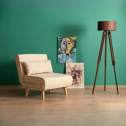 Fauteuil convertible écru, couchage 180 cm COPALA