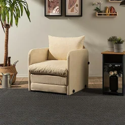 Fauteuil convertible écru 1 place couchage 200 cm ORURO