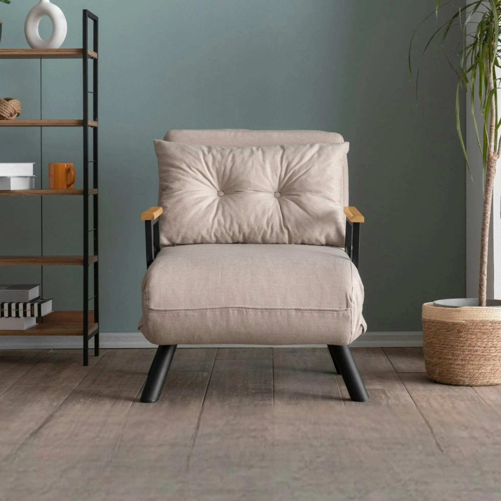 Fauteuil convertible écru 1 place couchage 175 cm MODI