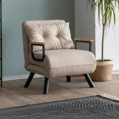 Fauteuil convertible écru 1 place couchage 175 cm MODI